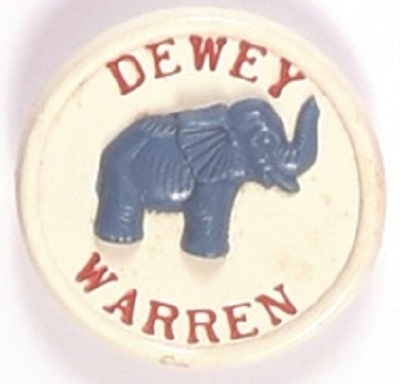 Dewey, Warren Plastic Elephant Pinback