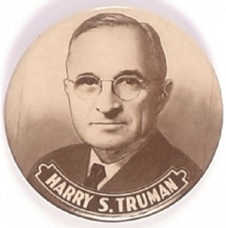 Truman, Brown and White 2 1/4 Inch Celluloid