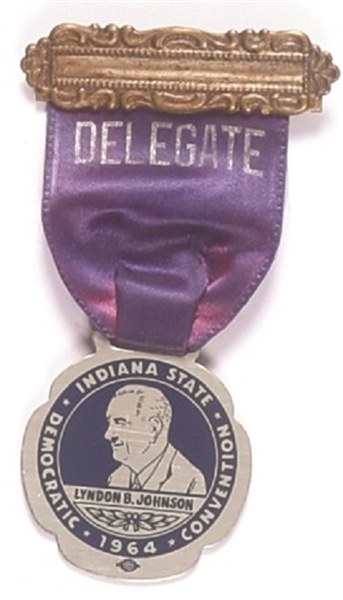 LBJ Indiana Convention Delegate Purple Badge