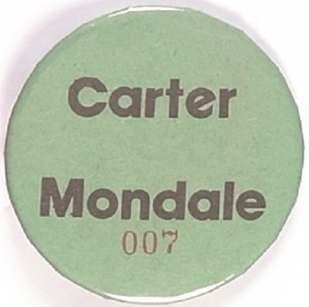 Carter, Mondale (VP Hopeful) Green Celluloid