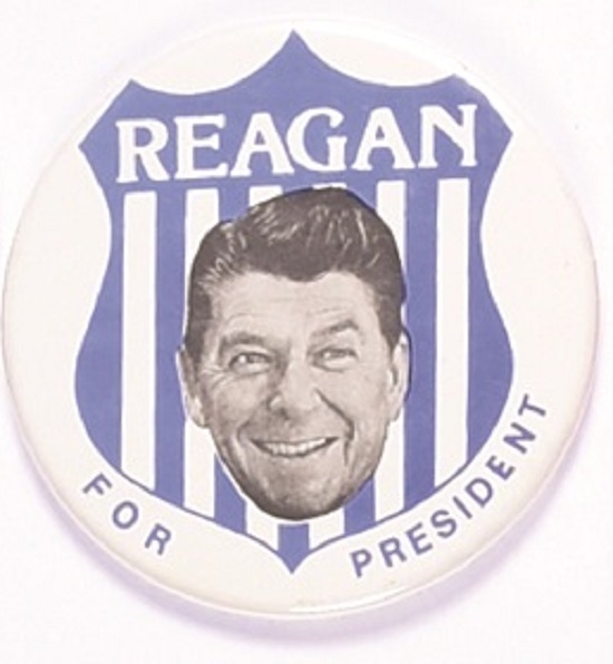 Reagan for President Blue Shield Celluloid