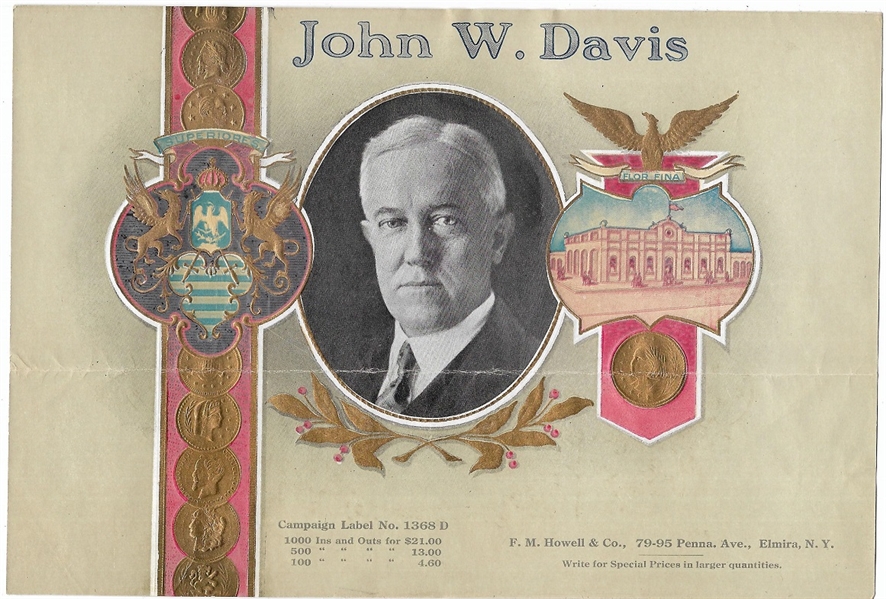 Rare John W. Davis Cigar Box Label