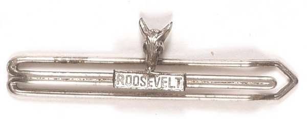 Franklin Roosevelt Silver Donkey Tie Clasp