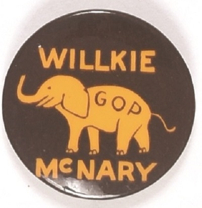 Willkie, McNary GOP Elephant Celluloid