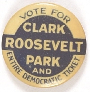 Roosevelt, Clark, Park Missouri Coattail Pin