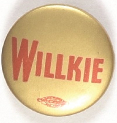Willkie Gold and Red Celluloid