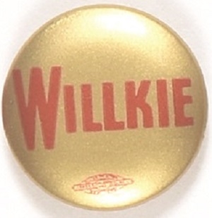 Willkie Gold and Red Smaller Size Celluloid