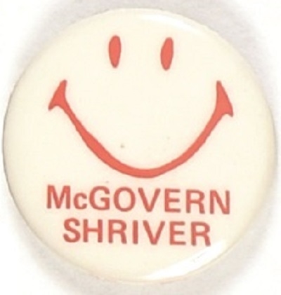 McGovern, Shriver 1 1/4 Inch Red Smiley Face