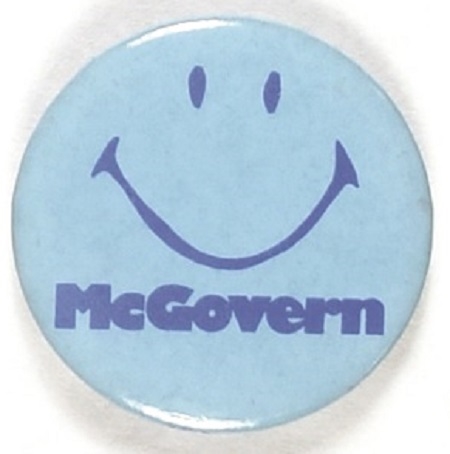 McGovern, Shriver 1 1/2 Inch Blue Smiley Face