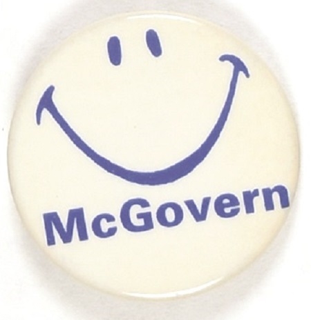 McGovern, Shriver 1 3/4 Inch Blue Smiley Face