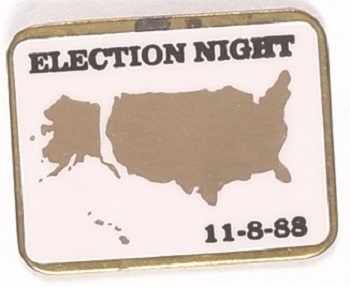 Bush Election Night 1988 White Clutchback Pin