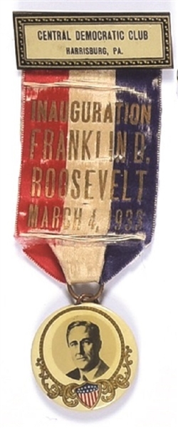Franklin Roosevelt 1933 Pennsylvania Inauguration Badge