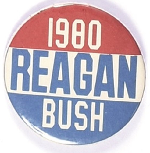 Reagan, Bush 1980 Red, White, Blue Celluloid