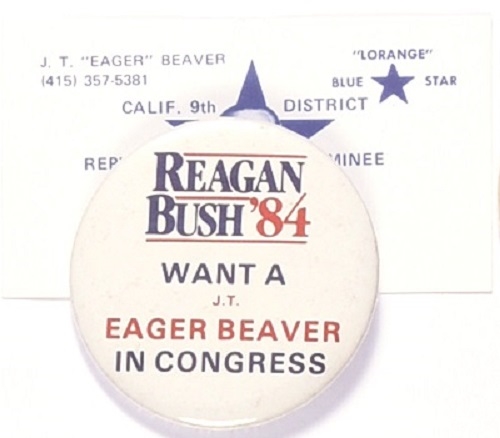 Reagan, Eager Beaver California Pin and Card