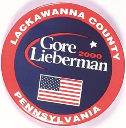 Gore, Lieberman Lackawanna County Round Pin