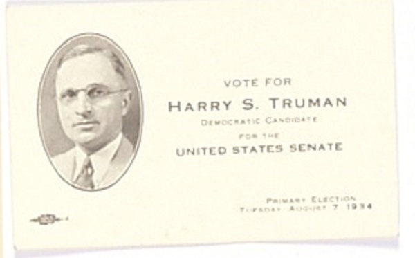 Truman for US Senate Campaign Card