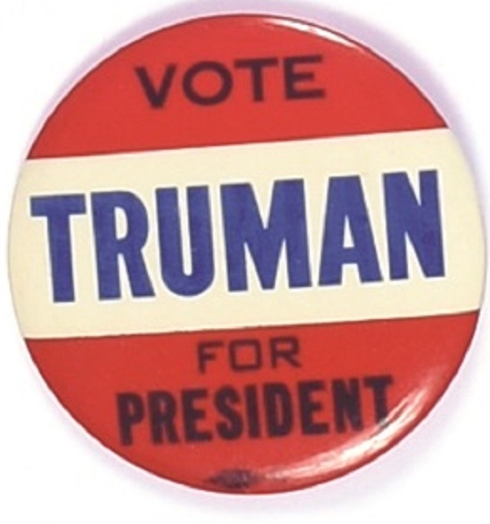 Vote Truman Red, White, Blue Celluloid