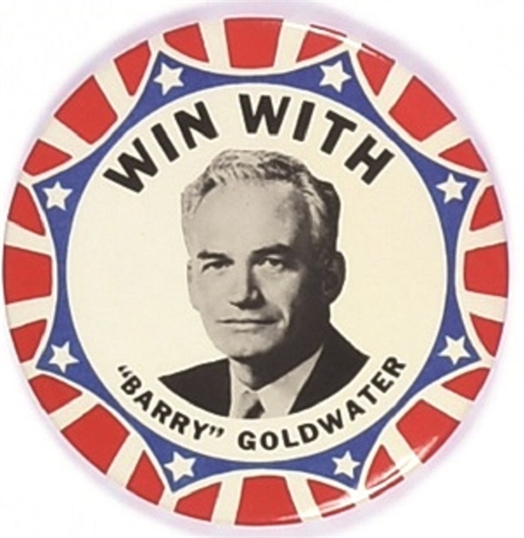 Win With "Barry" Goldwater 4 Inch Celluloid