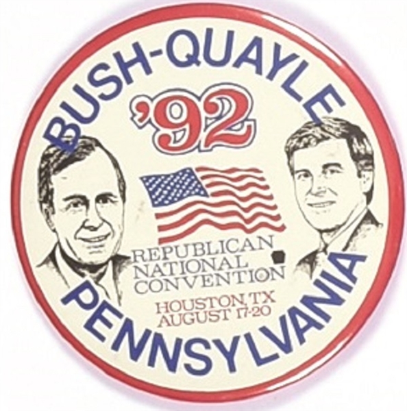 Bush, Quayle Pennsylvania 1992 Convention Pin