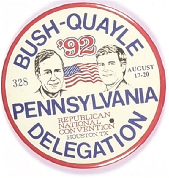 Bush, Quayle Pennsylvania 1992 Convention Numbered Pin