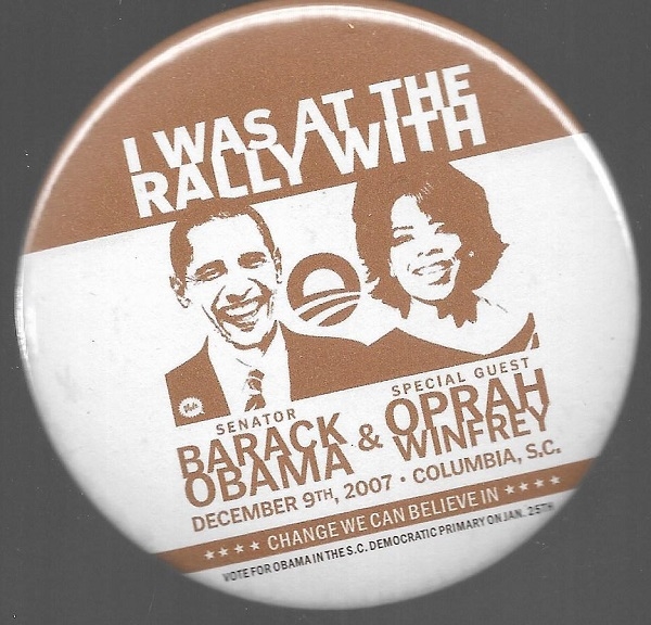 Obama, Oprah South Carolina Rally Pin