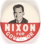 Nixon for Governor Red and White Celluloid