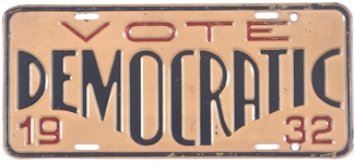 FDR Vote Democratic 1932 License