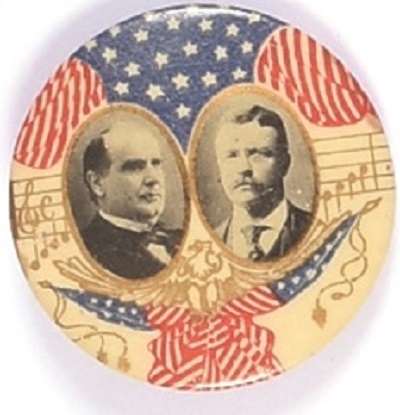 McKinley-Roosevelt Round Musical Notes Pin