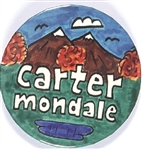 Carter, Mondale Hand Colored Mountains Pin