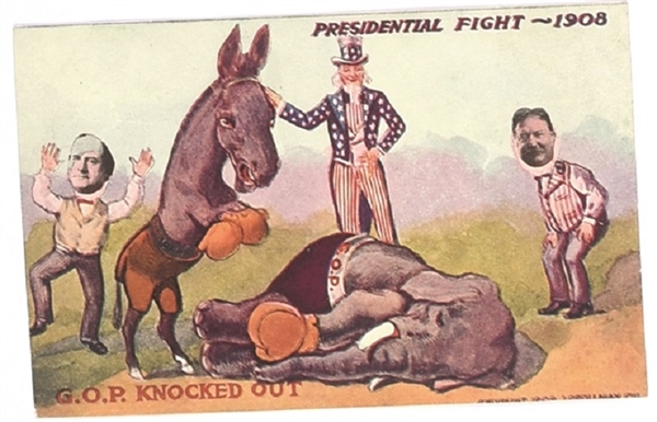 Bryan, Taft Presidential Fight Postcard