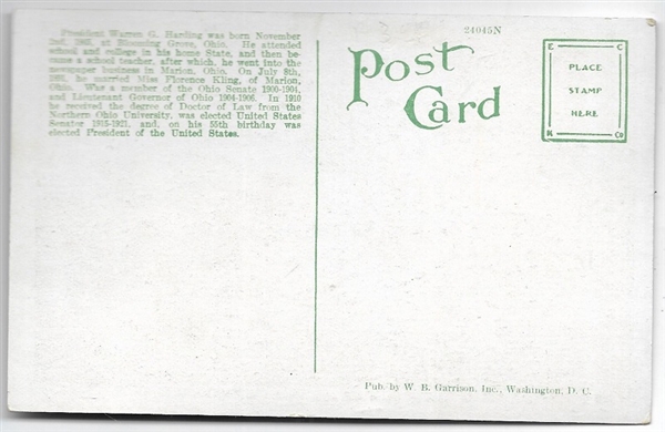 President and Mrs. Harding Postcard