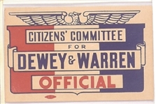 Dewey and Warren Citizens Committee Card