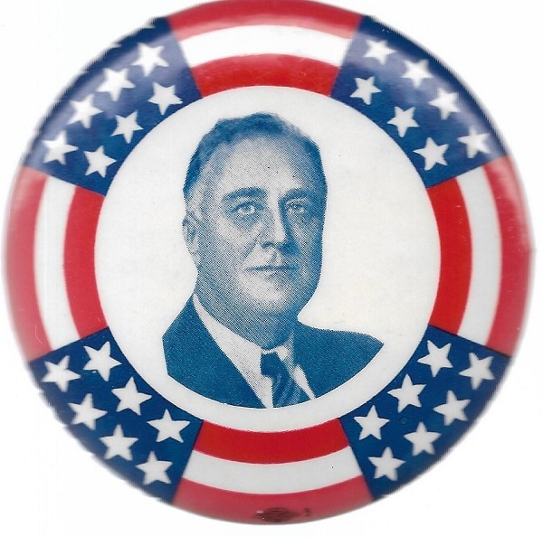 Franklin Roosevelt Rare, Large Stars and Stripes Pin