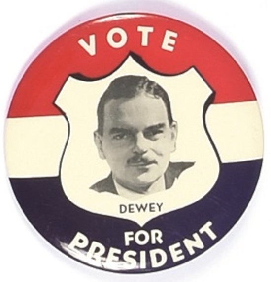 Vote Dewey Shield Celluloid