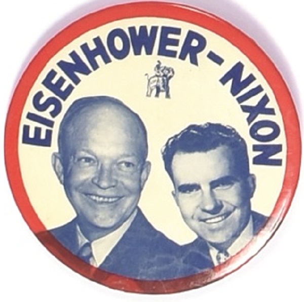 Eisenhower, Nixon 4 Inch Jugate, Blue Letters
