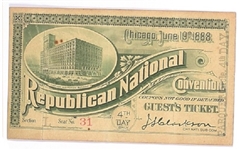 Harrison 1888 Convention Ticket