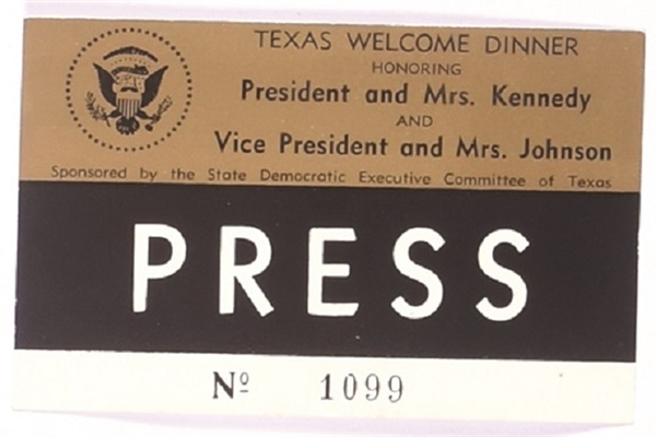 JFK Texas Welcome Dinner Press Badge