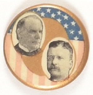 McKinley, Roosevelt Gold Stars and Stripes Celluloid