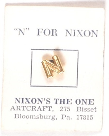"N" For Nixon Pin and Nixons the One Card