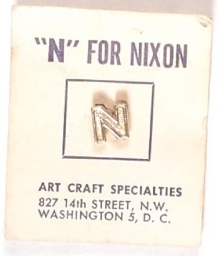 "N" for Nixon Pin and Original Card