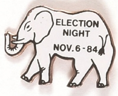 Reagan 1984 Election Night Elephant Pin