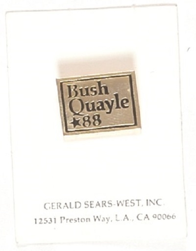 Bush, Quayle Pin and Original Card