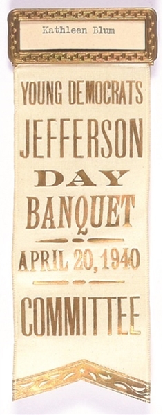 FDR Young Democrats Jefferson Day Committee Ribbon