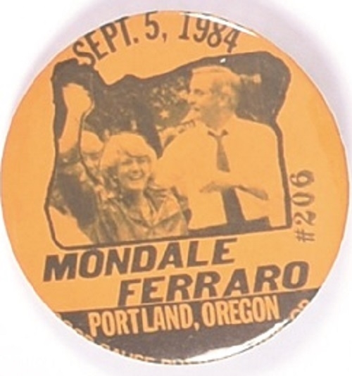 Mondale, Ferraro Portland, Oregon Celluloid