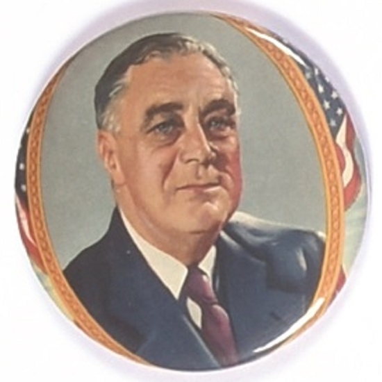 FDR Colorful Celluloid With Flag Border