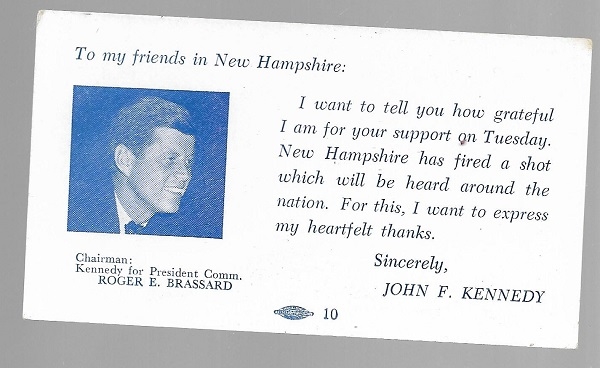 JFK New Hampshire Primary Card
