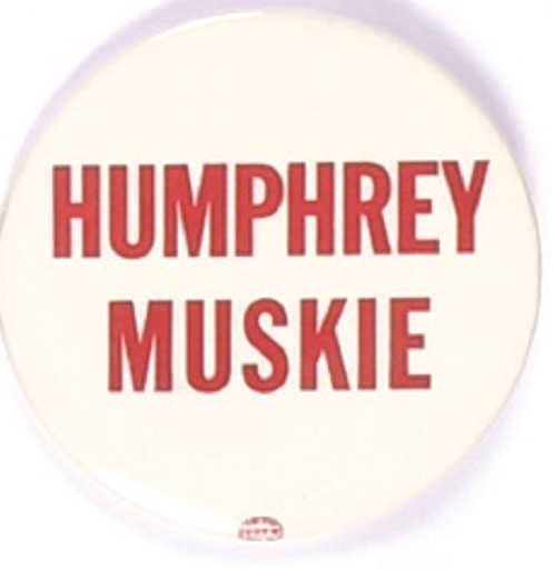 Humphrey, Muskie Red and White Celluloid