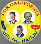 Gore, Lieberman, Condit California Coattail 9-Inch Celluloid