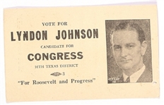Vote Lyndon Johnson for Congress Campaign Card