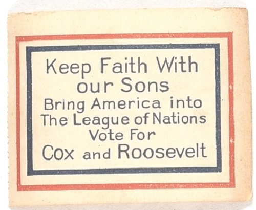 Cox and Roosevelt League of Nations Stamp